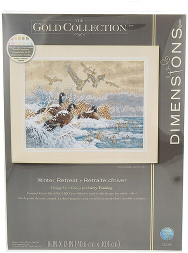 Dimensions Gold Collection Counted Cross Stitch Kit Winter Retreat 18 Count Beige Aida 16 x 12