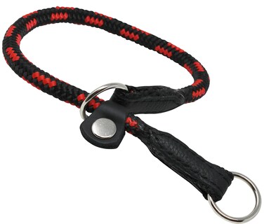 Dogs My Love Round Braided Rope Nylon Choke Dog Collar with Sliding Stopper 20 Long 03 Diam 8mm RedBlack