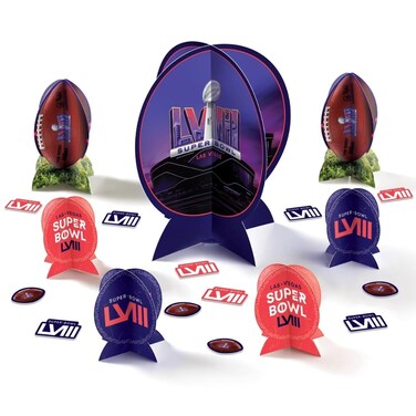 Super Bowl LVIII Ultimate Table Decorating Kit  27 Piece Set with Large Medium Centerpieces  Confetti  Perfect for Game Day Parties and Events