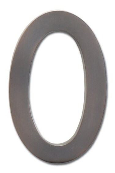 Architectural Mailboxes 3582DC0 4 inch Solid Brass Floating House Number 0 Dark Aged Copper