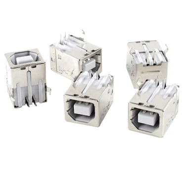 uxcell 5 Pcs USB Female TypeB Jack 4Pin 90 Degree PCB DIP Socket Connector