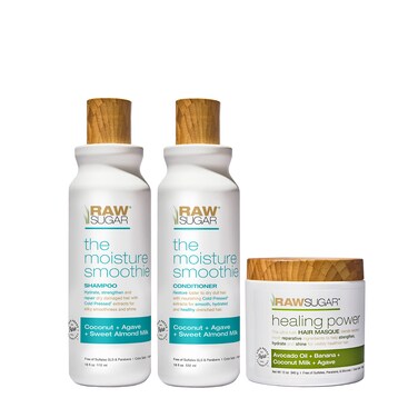 Raw Sugar Moisture Smoothie  Hair Masque Bundle  Shampoo Conditioner Hair Care for Dry Damaged Hair Formulated without Sulfates  Parabens