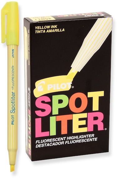 Pilot Spotliter Fluorescent Highlighters Chisel Tip Yellow Dozen Box 45011