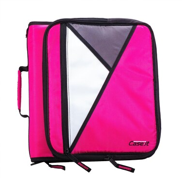Caseit The Universal Zipper Binder  2 Inch ORings  Padded Pocket That Holds up to 13 Inch LaptopTablet  Multiple Pockets  400 Page Capacity  Comes with Shoulder Strap  Magenta LT007