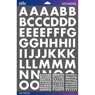Sticko Large Sticker AlphaFutura BoldWhite 164 Pieces 5290037