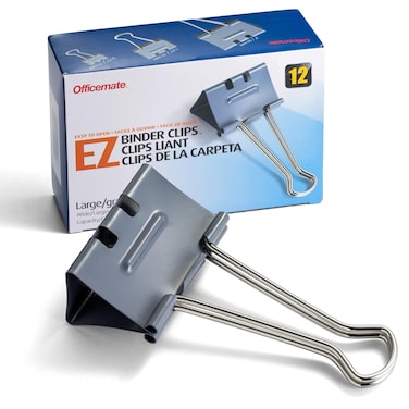 Officemate EZ Binder Clips Large Size 12Box Gray 99200