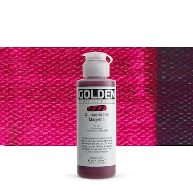 Fluid Acrylics by GOLDEN Quinacridone Magenta 4 fl oz Bottle Professional Acrylic Paint Transparent