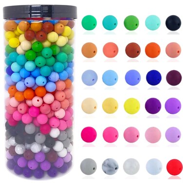 Yosonal 600pcs Silicone Beads 12mm Round Silicone Beads Bulk for Keychain Making Kit 30 Colors Rubber Beads Silicone Focal Beads Loose Beads for Necklace Bracelet Lanyard Making