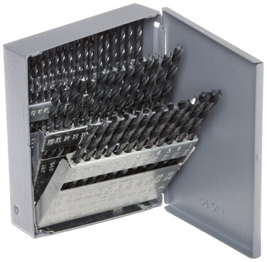 Chicago Latrobe 57716 150 Series HighSpeed Steel Jobber Length Drill Bit Set with Metal Case Black Oxide Finish 118 Degree Conventional Point Wire Size 60piece 60  1