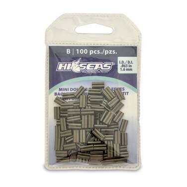 HiSeas Mini Double Barrel Copper Crimp Sleeves 16 Millimeter Inside Diameter 100Pieces Black