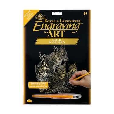 Royal and Langnickel Gold Engraving Art Fox and Cubs