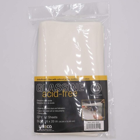 Lineco 16x20 Glassine Sheets AcidFree Unbuffered Interleaving Tissue White