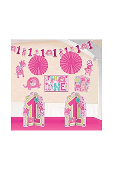 Amscan One Wild Girl 1st Birthday Room Decorating Kit Large Pink