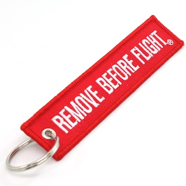 Rotary13B1 Remove Before Flight Key Chain  RedWhite 1pc