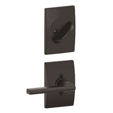 Schlage F59 LAT 622 CEN Century Collection Latitude Handleset Entrance Lock Interior Matte Black Interior Half Only