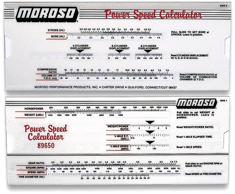 Moroso  89650 POWERSPEED CALCULATOR
