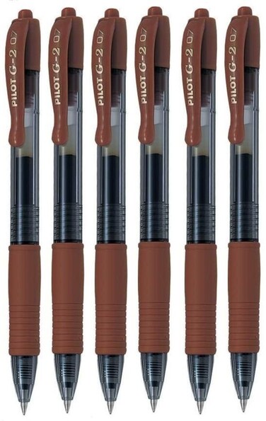 PILOT G2 Premium Refillable  Retractable Rolling Ball Gel Pens 07mm Fine Point Caramel 6Pack
