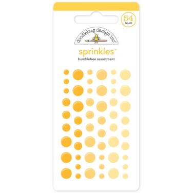 Doodlebug MONOS4008 Sprinkles Glossy Enamel Adhesive Bumblebee Dots 54Pack