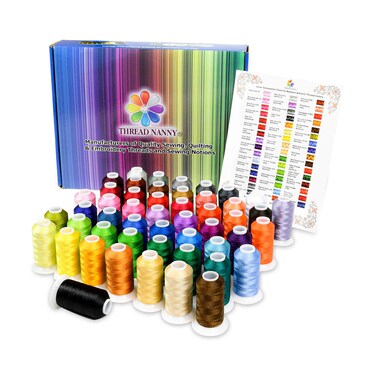 ThreadNanny Premium 50 Colors 1100yards Polyester Machine Embroidery Thread Kit for Pro and Beginners  Compatible with All Brother Babylock Singer Janome Embroidery and Sewing Machines