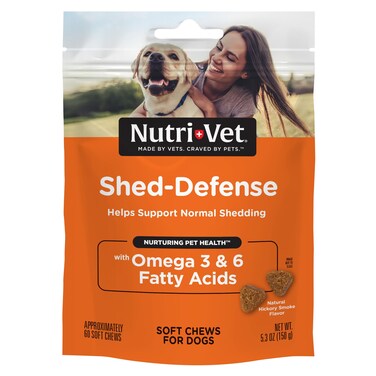 NutriVet Shed Defense Soft Chews for Dogs  Supports Normal Shedding and Healthy Coat  60 Soft Chews  53 Ounce
