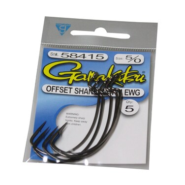 Gamakatsu Extra Wide Gap Worm Hook5 Per Pack Black 40