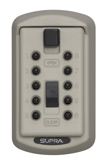 Kidde AccessPoint 001414 KeySafe Original Slimline Push Button Combination Permanent Key Lock Box 2Key Clay Beige