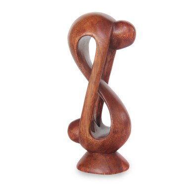 NOVICA Romantic Love Suar Wood Abstract Human Figure Sculpture 75 Tall Indivisible Love