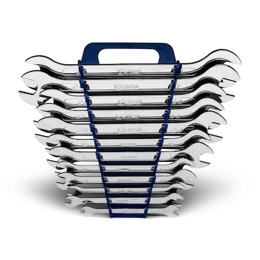 Capri Tools SuperThin Open End Wrench Set with Wrench Rack Metric 6 to 28 mm 12Piece