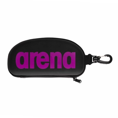 ARENA Swim Goggle Case for Swimmers Protective Hardcover Carrying Case with Clip for Backpacks Storage and Transport BlackPurple