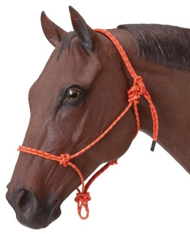 Tough 1 Horse Poly Rope Tied Halter Orange