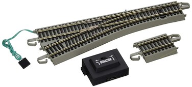Bachmann Trains  SnapFit EZ TRACK 4 TURNOUT  LEFT 1card  NICKEL SILVER Rail With Gray Roadbed  HO Scale