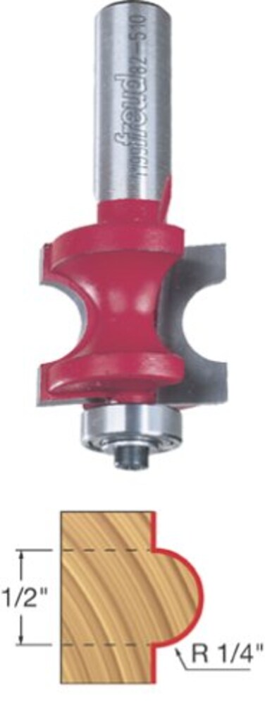 Freud 82510 14 Radius Half Round Bit with Bearing with 12 Shank