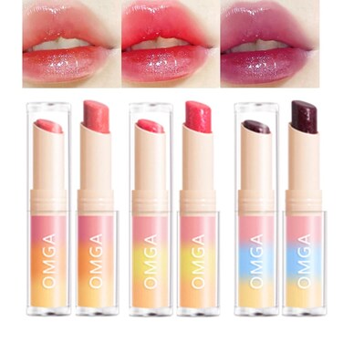 Aderier 3Pcs Peach Pink Strawberry Red Grape Violet Gin Lip Balm Color Changing Lipstick Set PH Magic Lipstick Vegan  Cruelty Free Lip Balm