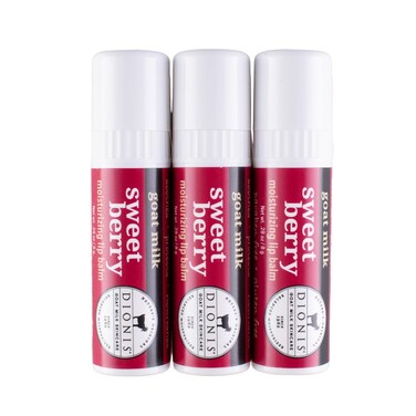 Dionis Goat Milk Skincare Sweet Berry Holiday Lip Balm Gift Set  Beeswax Shea Butter  Coconut Oil Lip Care Products Made in The USA  Cruelty Free Lip Moisturizer For Chapped Lips 028oz 3 Pack
