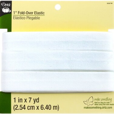 Dritz FoldOver Elastic 1X7ydWhite