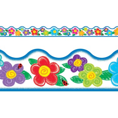 TREND Crayon Flowers Terrific Trimmers Bulletin Board Borders 39 Feet
