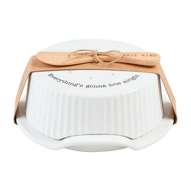 Mud Pie Circa Brie baker 2 34 x 7 dia  spreader 5 12 WHITE