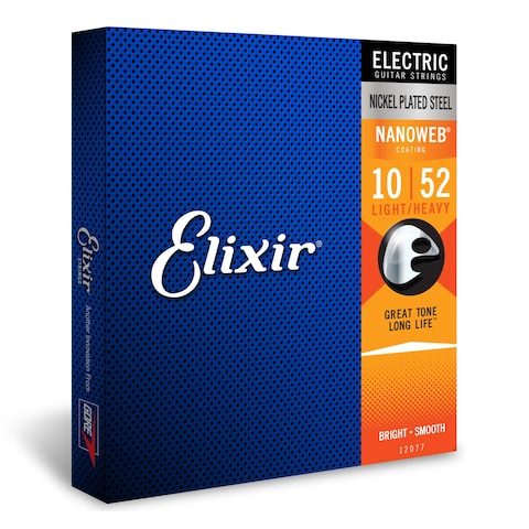 Elixir Strings Electric Guitar Strings Nickel Plated Steel with NANOWEB Coating LongestLasting Bright Tone with Comfortable Feel 6 String Set LightHeavy 1052