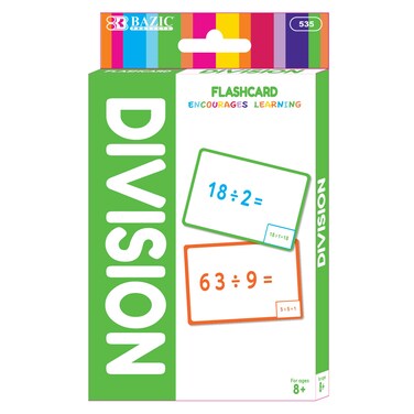 BAZIC Division Flash Cards Numbers Elementary Math Flashcards Game at School Problem Solving for Ages 8 3rd Grade 4th Grade 36Pack 1Pack