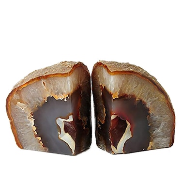 JIC Gem Natural Decorative Agate Book Ends Geode Bookends Stone Bookends for Shelves Book Ends to Hold Books Heavy Duty with Rubber Bumpers for Dcor Small Size1 Pair 23 LBS