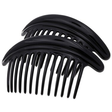 Camila Paris MP9782 French Hair Side Combs Black Curved Interlocking Combs French Twist Hair Combs Strong Hold Hair Clips for Women Bun Chignon UpDo Styling Girls Hair Accessories Made in France