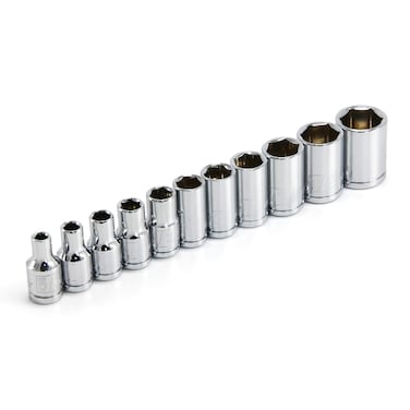 Powerbuilt 640497 14 Dr SAE 6Pt Socket Set 11 Piece Silver