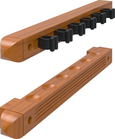Fat Cat 2Piece Wall Mounted Hardwood BilliardPool Cue Rack Holds 6 Cues