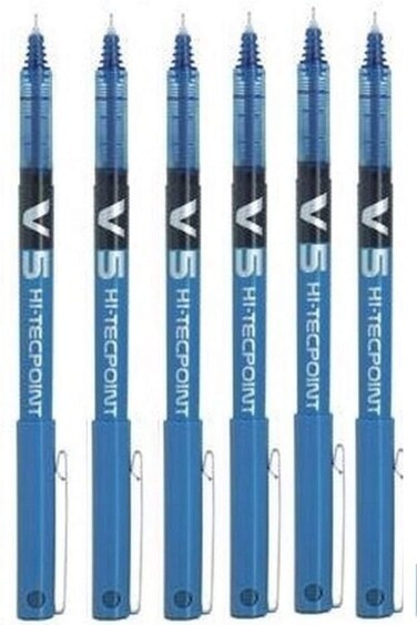 Pilot BX V5 Light Blue HiTecpoint Extra Fine Rollerball Pen 05mm Nib Tip 03mm Line Width Pack of 6