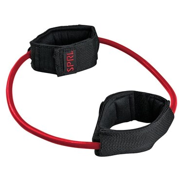 SPRI Xercuff Leg Resistance Band Exercise Cord with NonSlip Padded Ankle Cuffs Red Medium