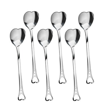 Tea Spoons Set of 6 Heart Shaped Spoon  Dessert Spoons Set Heart Shaped Spoons Stainless Steel Cute Spoons Mini Ice Cream Spoons  Cute Spoon Heart Coffee Spoons Set Heart Shape Spoon Heart Tea Set