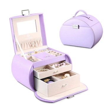 Vlando Princess Style Jewelry Box for Girls Jewelry Box Girls 812 3Layer Kids Jewelry Box with Mirror Little Girls Jewelry Box Valentines Day Gifts for Self Purple