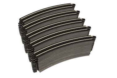 Bachmann Trains  SnapFit EZ TRACK 18 RADIUS CURVED TRACK  BULK 50 pcs  STEEL ALLOY Rail With Black Roadbed  HO Scale