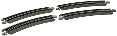 Bachmann Trains  SnapFit EZ TRACK 15 RADIUS CURVED TRACK 4card  NICKEL SILVER Rail With Gray Roadbed  HO Scale