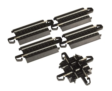 Bachmann Trains  SnapFit EZ TRACK 90 DEGREE CROSSING 1card  STEEL ALLOY Rail With Black Roadbed  HO Scale
